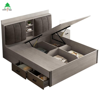 Meuble de lit multifonction Double couche avec tiroirs de rangement, en bois de noyer, design, boîte en bois