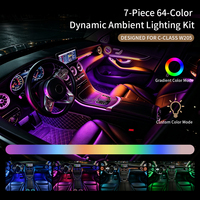 7-teiliges Komplett-Set W205 LED-Ambientebeleuchtung für Mercedes-Benz C-Klasse 2015-2021 Leuchtende Turbinen-Lüftungsöffnungen Lautsprecherabdeckung Auto-Atmosphärenlampe