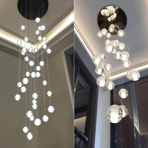 <span class=keywords><strong>Lampadario</strong></span> Moderno a Sospensione LED a Goccia, Lampada da Soffitto con <span class=keywords><strong>Sfere</strong></span> di Cristallo, Illuminazione a 14 Luci G4 per Scale - Product Image 2