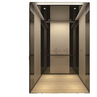 Ascenseur intérieur pour villa, ascenseur résidentiel de luxe, cabine design bronze or rose, sol en marbre, éclairage LED