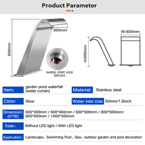 Boquilla de Cascada de Agua en Forma de Arco de Acero Inoxidable, Boquilla de Masaje para Piscina, Boquilla de Cascada para Piscina - Product Image 5