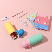 Porte-stylo en silicone, organisateur de bureau compact aux couleurs pastel pour étudiants, école, bureau, rangement de fournitures scolaires