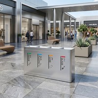 Contenedor de Reciclaje de Acero Inoxidable con 4 Compartimentos, Estación Rectangular de Clasificación de Residuos para Exteriores, para Calles, Parques y Campus