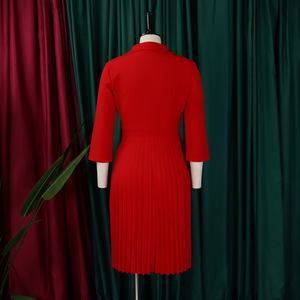 Eleganti Abiti da Donna con Colletto a Risvolto, Plissettati, Modesti per Chiesa e Ufficio, Abbigliamento da Lavoro Femminile Africano Slim, Novità Autunnale - Product Image 5