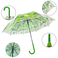 Parapluie transparent à feuilles de pluie simulées en POE classique à ouverture semi-automatique de 23 pouces de la marque Ovida