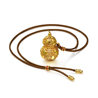 FYXL1292T Collier avec pendentif gourde grimpante en alliage de cuivre plaqué or 24K, motif végétal, zircone cubique, style classique, cadeau
