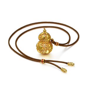 FYXL1292T 24K Gold Plated Box <b>Chain</b> <b>Copper</b> Alloy Climbing Gourd Pendant Necklace with Cubic Zirconia Classic Style - Product Image 3