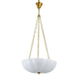 Lámpara colgante de cadena de cobre Dewax, candelabro de cristal blanco con bombilla Led E27, lámpara Simple moderna para habitación de invitados