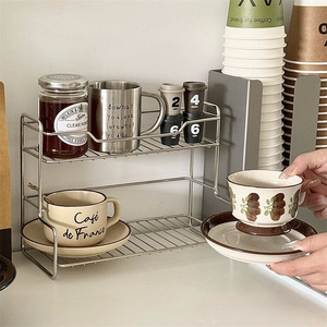 Estante de almacenamiento de doble capa de acero inoxidable para encimera de cocina y baño, organizador de cosméticos, estante de drenaje - Product Image 2
