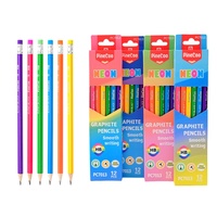 Crayons de dessin animé pour enfants, mine noire, écologiques, avec gomme intégrée, pour l'écriture des élèves du primaire, boîte de 12 pièces