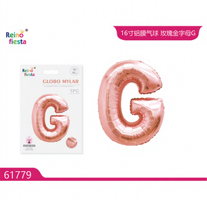 Ballon lettre 'G' or rose de 16 pouces, style perle, en aluminium, pour décoration de fête, rentrée scolaire, mariages, par Peiyong Modèle 61779 - Product Image 1