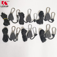 Offre Spéciale verrouillage cintre levage lanière réglable plante lampe fronde crochet corde 1/8 "cliquet cintre poulie corde pour LED élèvent la lumière