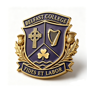Belfast College Crest <b>Badge</b> Gold Plated Zinc Alloy Hard Enamel Double Side Religious Emblem Business Gift - Product Image 6