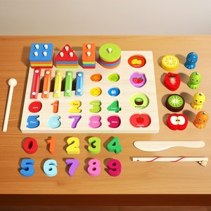 Đồ chơi gỗ đa chức năng cho trẻ em, trò chơi ghép hình và số, trò chơi câu cá dành cho trẻ mới biết đi - Product Image 5