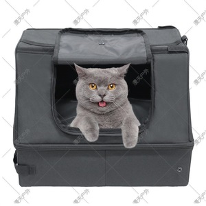 Portable Foldable Waterproof <b>Cat</b> <b>Litter</b> <b>Box</b> Black Polyester Large Capacity <b>Outdoor</b> Travel Durable Easy Clean Odor Control - Product Image 2