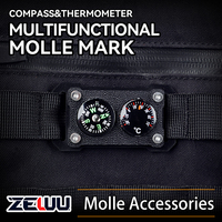 Boussole multifonctionnelle Molle avec thermomètre, accessoires tactiques pour sac à dos en ABS, outil de décoration et d'identification DIY pour l'extérieur