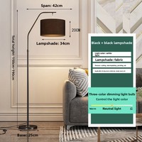 Lampe sur pied contemporaine en acier inoxydable avec abat-jour en tissu, LED dimmable personnalisable E26, télécommande, CRI élevé 90, 3000-5000K, élégante