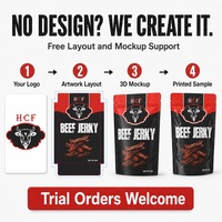 Bolsas de embalaje Ziplock de carne seca al por mayor, bolsa de plástico Biltong Jerky con logotipo personalizado para ventana, comida seca, papel de aluminio para aperitivos, bolsa con soporte para carne