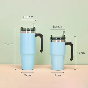 Vente en gros de gobelets en acier inoxydable de 20oz tasses <span class=keywords><strong>orange</strong></span> isolées pour voiture tasses à bière de voyage avec poignée paille <span class=keywords><strong>bouteille</strong></span> d'eau sous vide pour le camping - Product Image 5