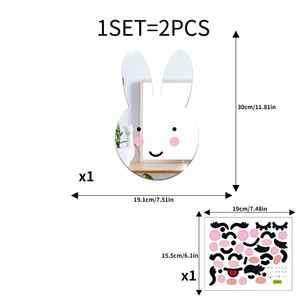 Autocollants miroir 3D en forme de lapin pour la décoration de la chambre des enfants - Autocollants muraux animaux autocollants, décorations de chambre d'enfant en acrylique DIY, autocollants de dessin animé - Product Image 6