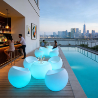 Ensemble de meubles de bar modernes et écologiques pour l'extérieur, résistant à l'eau, lumineux, table et chaises, 16 couleurs variables, IP65
