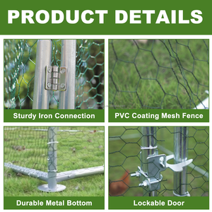 Gallinero de Metal extragrande con forma de techo puntiagudo jaulas de hábitat de conejo impermeables para caminar correr aves de corral nueva condición - Product Image 6