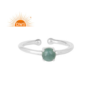 Bague tendance en argent sterling fin et brillant, sertie d'émeraude, style indien, avec bande ajustable, bijoux faits à la main, vente en gros - Product Image 1