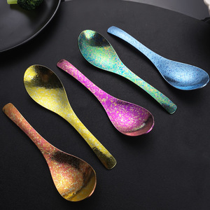 Cuchara de titanio puro, versión coloreada, pulida a espejo, vajilla duradera para exteriores - Product Image 2