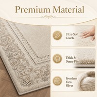 Custom Size Color Traditional Oriental Area Rug Floral Bordered Beige Cream Carpet for Living Room Bedroom Home Decor