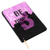 Carnet de notes à paillettes holographiques réversibles, couverture en velours écologique fabriquée à partir de matériaux durables