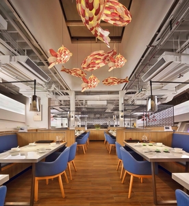 JYLIGHTING İç Mekan Ahşap Balık LED Avize Sarkıt Lamba Ayarlanabilir Yükseklik Özelleştirilmiş Wabi Sabi Projesi Büyük Otel Lobisi - Product Image 4