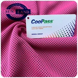 45% Coolpass Sợi Khô Nhanh 55% Cải Tiến <span class=keywords><strong>Cation</strong></span> <span class=keywords><strong>Polyester</strong></span> Sợi Ngang Đan Mật Ong Lược Lưới Độ Ẩm Wicking Thể Thao Vải - Product Image 1