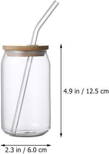 Vente en gros de gobelets en verre transparent givré de 12 oz, 16 oz et 20 oz pour sublimation, avec paille et couvercle en bambou - Product Image 2