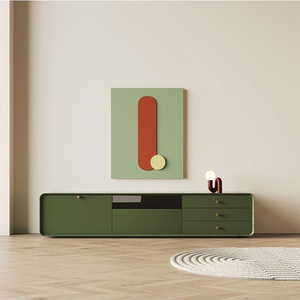 Mueble para TV con Color Personalizado Blanco, Rosa y Amarillo, Mueble para TV Moderno de Madera Maciza, Combinación para Sala de Estar - Product Image 2