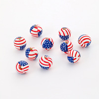Perles en bois et copeaux de bois pour la Fête de l'Indépendance américaine, accessoires perforés pour drapeau perlé DIY, étoile à cinq branches
