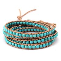 Bracelet en silicone unisexe de style bohème chrétien avec pierre turquoise et design en corde tressée - Cadeau