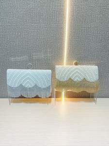 New Fashion Chinese-Style Evening Bag Women Cross-Border Ins Tassel <b>Clutch</b> <b>Pearl</b> Rhinestone Chains Polyester Crossbody Zipper - Product Image 5