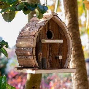 Nichoir à oiseaux rustique en bois résistant aux intempéries nichoir suspendu pour balcon d'arbre de jardin ou espaces extérieurs - Product Image 3