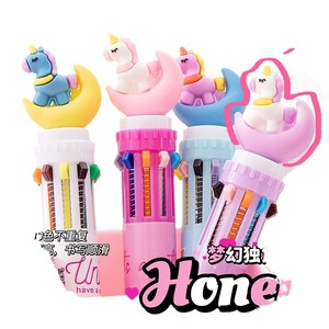 Cartoon 10-Color Ballpoint Pen Multi-Functional Student Push <b>Button</b> Pen Office School Use Plastic Novelty - Product Image 5
