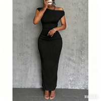 Nouvelle Arrivée 2026 – Robe Longue Moulante Épaules Dénudées à Texture Ondulée Tendance et Adorable – En Stock – Vente en Gros de Robes pour Femmes