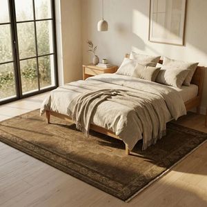 Tapis en laine noué à la main de style sud-ouest marron, tapis artisanal haut de gamme pour salon, chambre, salle à manger, villa, hôtel - Product Image 6