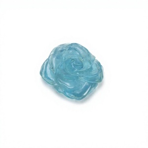 Aigue-marine bleue naturelle stabilisée, pierre précieuse sculptée en forme de fleur, cabochon en vrac pour la fabrication de bijoux DIY - Product Image 3