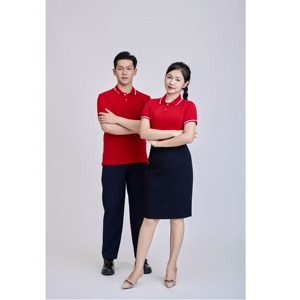 Regular corto 200 gramos en Blanco alto estiramiento Retención de forma suave cómodo poliéster Spandex tejido 50D Polo rojo - Product Image 1