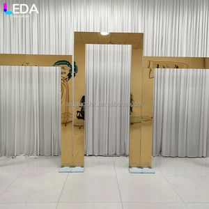 LEDA Hot Sale Square Stainless Steel Mirror Arch Gold <b>Backdrop</b> <b>Stand</b> for Wedding Events Decoration - Product Image 1