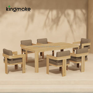 Modern Luxury Patio Furniture Set Restaurants Villas <strong>Table</strong> With 6-Chairs Heavy Duty <strong>Teak</strong> Wood Outdoor <strong>Dining</strong> <strong>Table</strong> Set - Product Image 1