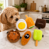 Jouet à mâcher interactif pour chien en peluche, forme alimentaire réaliste, avec couineur, design mignon pain, œuf, crème glacée, pour le nettoyage des dents
