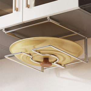 Armario de acero inoxidable 304 <span class=keywords><strong>para</strong></span> cocina, estante <span class=keywords><strong>para</strong></span> tapa de olla, tabla de cortar, soporte de almacenamiento, sin instalación, estante colgante <span class=keywords><strong>para</strong></span> copa de vino - Product Image 2