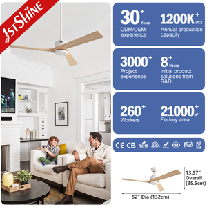 Ventilateur <span class=keywords><strong>de</strong></span> plafond 1stshine 52 pouces, pales en <span class=keywords><strong>bois</strong></span>, économie d'énergie, réglable, 6 vitesses, vent doux, ventilateur <span class=keywords><strong>de</strong></span> plafond intelligent avec télécommande - Product Image 3