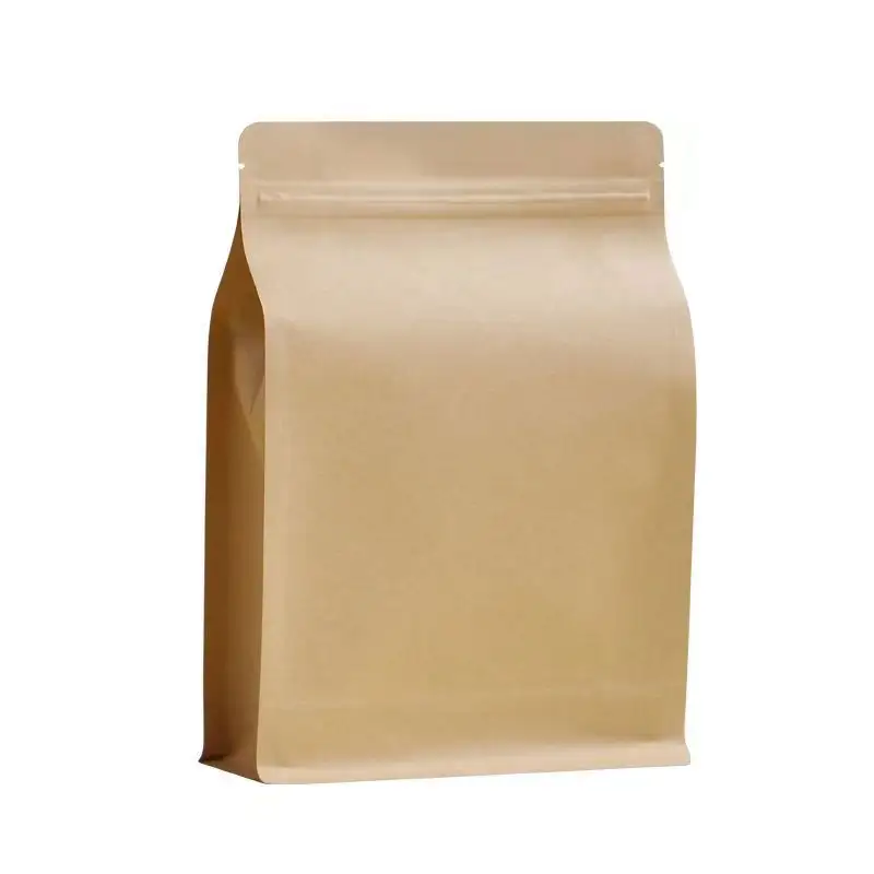 High Quality Eight Side Seal Bag With Window Brown Ziplock kraft and White Kraft Kraft Paper