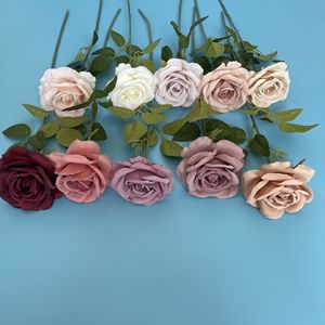 Roses artificielles en soie couleur nude, design original, roses artificielles couleur marron automne, roses artificielles couleur rose poudré pour la décoration de mariage et de la maison - Product Image 1